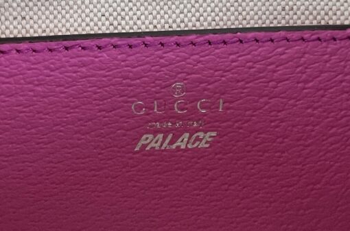 Gucci X PALACE Supreme Monogram Palace Textured Dollar Calfskin Shoulder Bag Pink Pale Rose 7