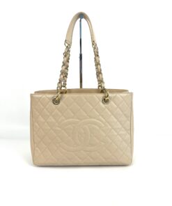 Chanel Caviar Quilted Grand Shopping Tote GST Beige Clair Gold