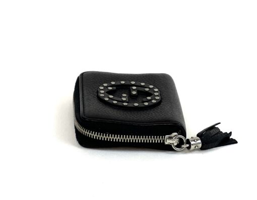 Gucci Pebbled Calfskin Studded Soho Disco Zippy Black Wallet 5