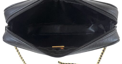 GIVENCHY Vintage Quilted Black Leather Gold Chain Crossbody Handbag 10