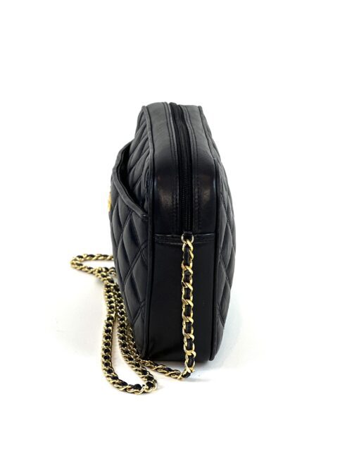 GIVENCHY Vintage Quilted Black Leather Gold Chain Crossbody Handbag 5