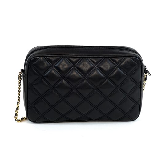 GIVENCHY Vintage Quilted Black Leather Gold Chain Crossbody Handbag 3