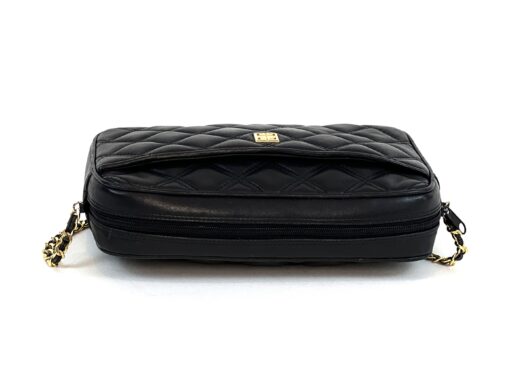 GIVENCHY Vintage Quilted Black Leather Gold Chain Crossbody Handbag 9