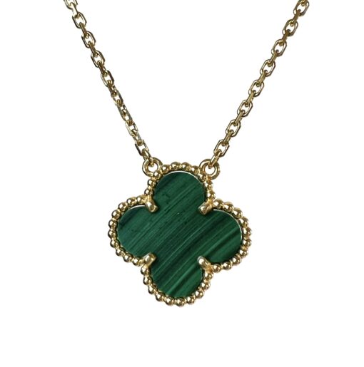 Van Cleef & Arpels Vintage Alhambra 18K Yellow Gold Pendant Malachite