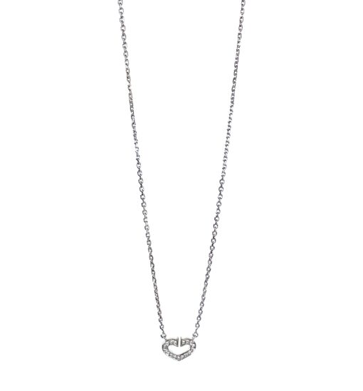 Cartier C Heart Diamond Ladies Necklace 18K White Gold - Image 14