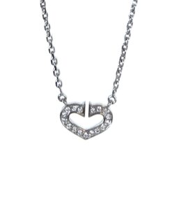 Cartier C Heart Diamond Ladies Necklace 18K White Gold