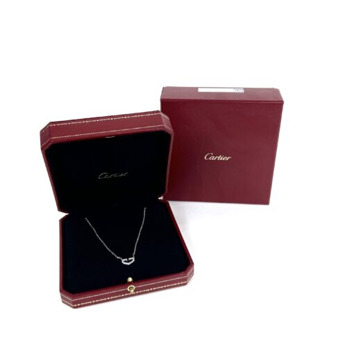 Cartier C Heart Diamond Ladies Necklace 18K White Gold - Image 5