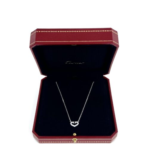 Cartier C Heart Diamond Ladies Necklace 18K White Gold - Image 3