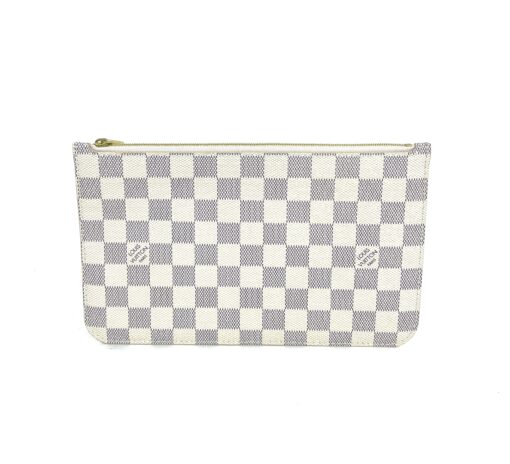 Louis Vuitton Damier Azur Canvas Neverfull MM Pochette Clutch Beige - Image 2