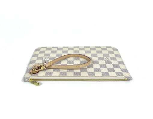 Louis Vuitton Damier Azur Canvas Neverfull MM Pochette Clutch Beige - Image 8