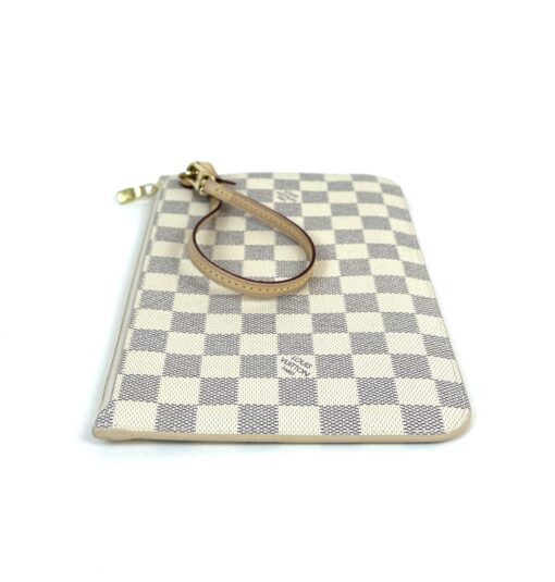 Louis Vuitton Damier Azur Canvas Neverfull MM Pochette Clutch Beige - Image 7