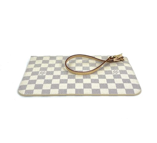 Louis Vuitton Damier Azur Canvas Neverfull MM Pochette Clutch Beige 6