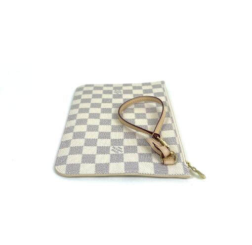 Louis Vuitton Damier Azur Canvas Neverfull MM Pochette Clutch Beige - Image 5