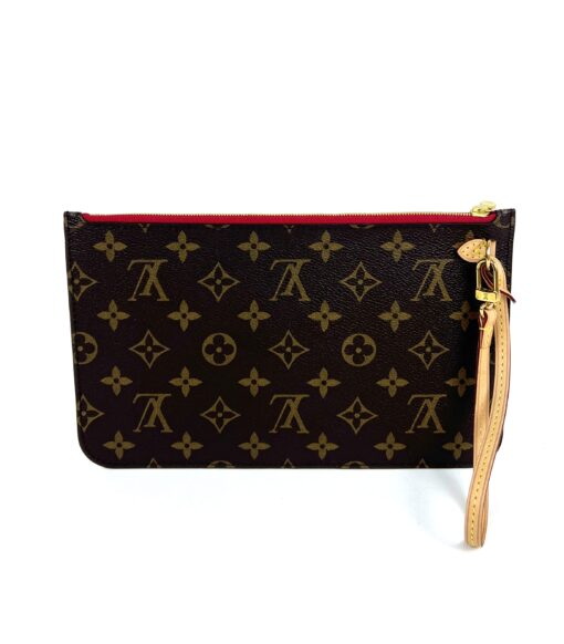 Louis Vuitton Monogram Canvas Neverfull Pochette Clutch Cherry