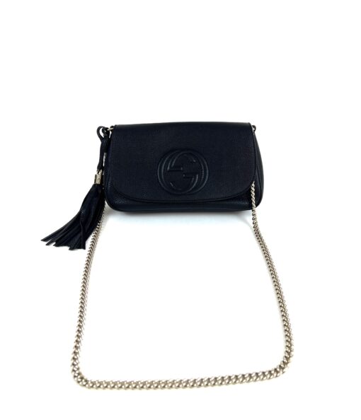 Gucci Black Leather Soho Flap Chain Crossbody 18