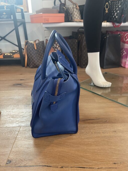 CELINE Drummed Calfskin Mini Luggage in Indigo 21