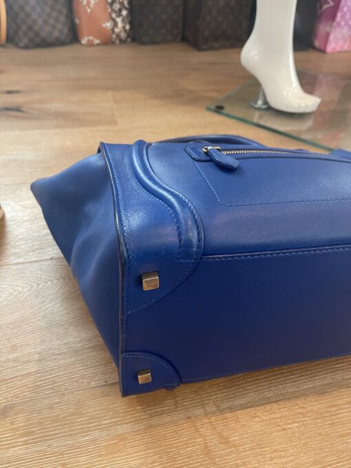 CELINE Drummed Calfskin Mini Luggage in Indigo 18