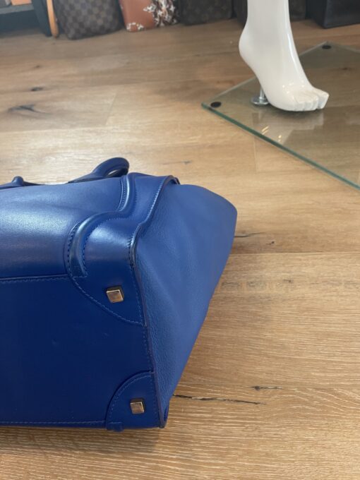 CELINE Drummed Calfskin Mini Luggage in Indigo 15