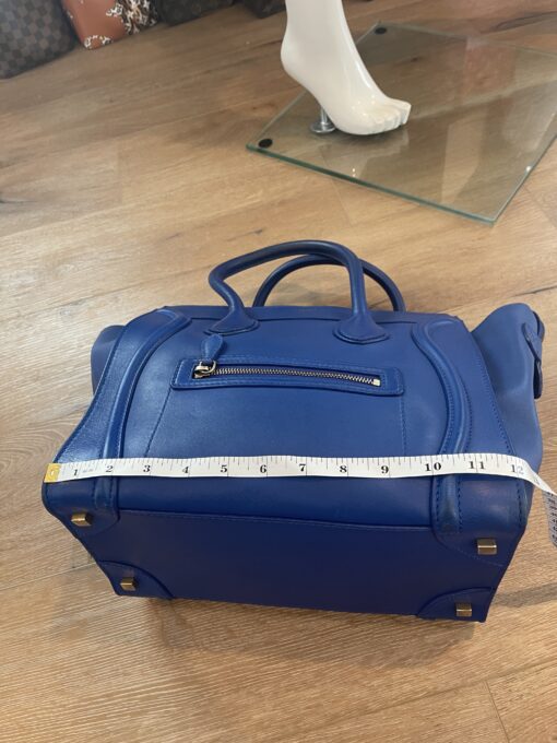 CELINE Drummed Calfskin Mini Luggage in Indigo 13