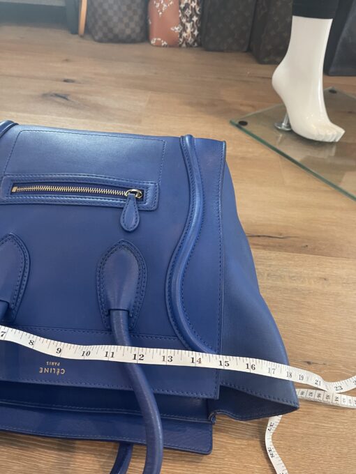 CELINE Drummed Calfskin Mini Luggage in Indigo 11