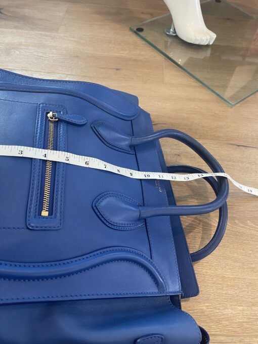 CELINE Drummed Calfskin Mini Luggage in Indigo 9