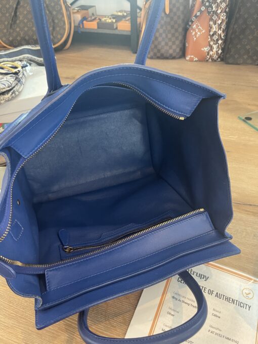 CELINE Drummed Calfskin Mini Luggage in Indigo 7