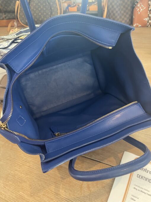 CELINE Drummed Calfskin Mini Luggage in Indigo 6