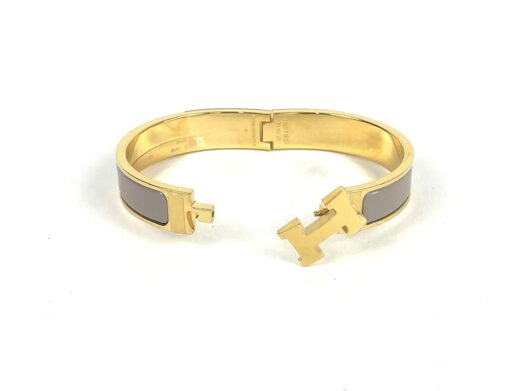 Hermes Clic H Maroon Glace and Yellow Gold GM Bracelet - Image 4