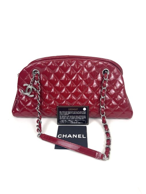 Chanel Glazed Calfskin Quilted Medium Just Mademoiselle Bowling Bag Red - Image 11