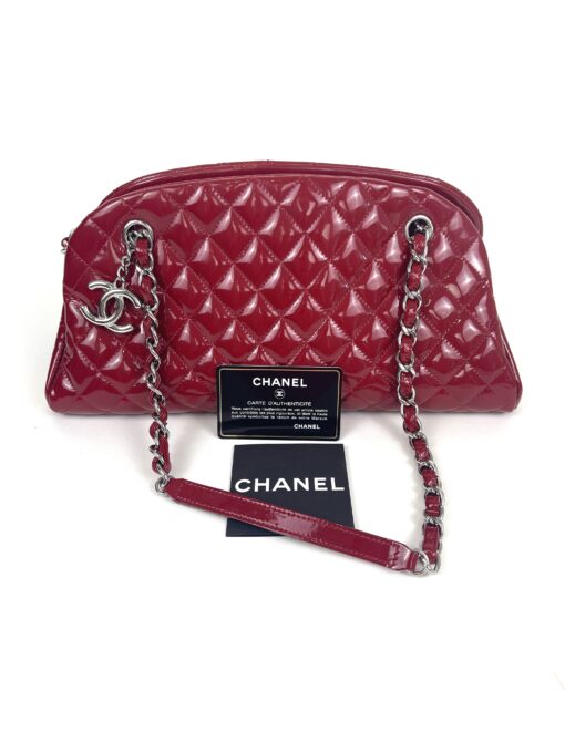 Chanel Glazed Calfskin Quilted Medium Just Mademoiselle Bowling Bag Red - Image 8