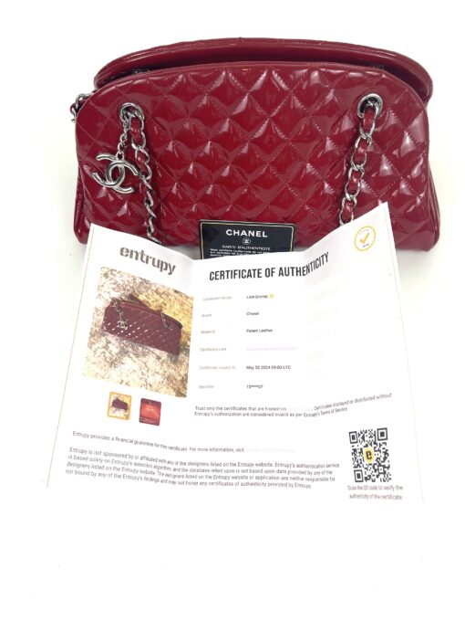 Chanel Glazed Calfskin Quilted Medium Just Mademoiselle Bowling Bag Red - Image 24