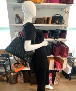 Chanel Patent Quilted Maxi Just Mademoiselle Bowling Bag Black 2