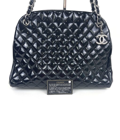 Chanel Patent Quilted Maxi Just Mademoiselle Bowling Bag Black 13