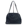 Chanel Patent Quilted Maxi Just Mademoiselle Bowling Bag Black 4