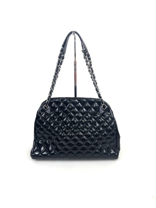 Chanel Patent Quilted Maxi Just Mademoiselle Bowling Bag Black 4