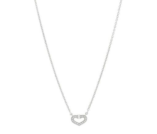 Cartier C Heart Diamond Ladies Necklace 18K White Gold - Image 9