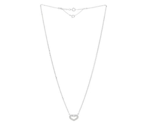 Cartier C Heart Diamond Ladies Necklace 18K White Gold - Image 7