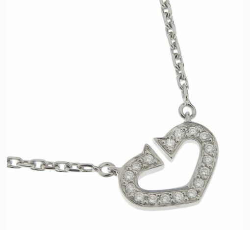 Cartier C Heart Diamond Ladies Necklace 18K White Gold - Image 6