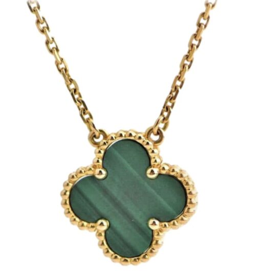 Van Cleef & Arpels Vintage Alhambra 18K Yellow Gold Pendant Malachite 6