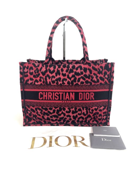 Dior Medium Mizza Raspberry Pink Leopard Book Tote 3