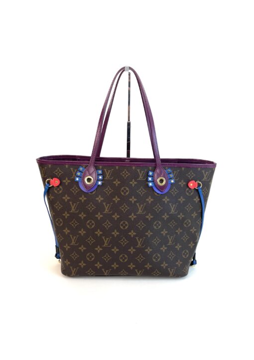 Louis Vuitton Totem Monogram Neverfull MM Magenta and Prada Messenger Full Set Bundle