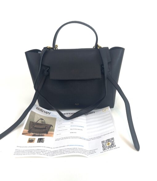 Celine Grained Calfskin Mini Belt Bag Black Satchel Shoulder Bag - Image 9