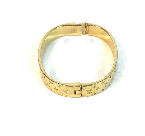 Louis Vuitton Gold Nanogram Cuff Bracelet Small 13