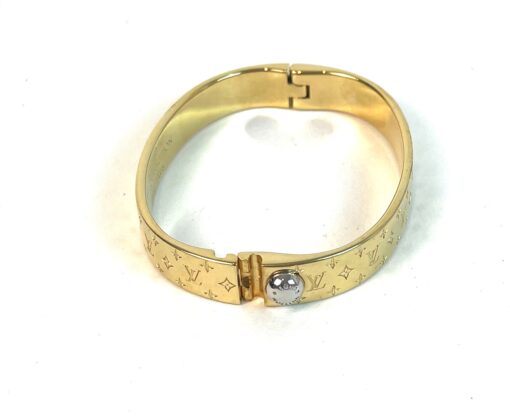 Louis Vuitton Gold Nanogram Cuff Bracelet Small 12