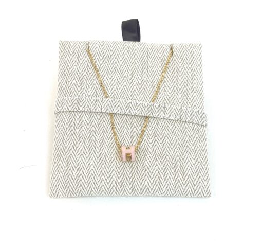 Hermes H Pop Necklace Light Pink Yellow Gold - Image 5
