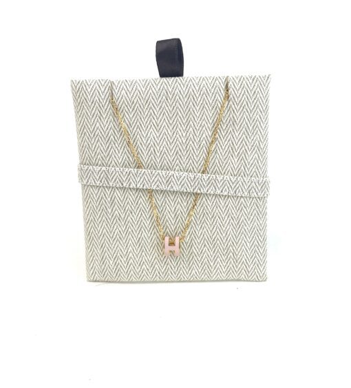 Hermes H Pop Necklace Light Pink Yellow Gold - Image 3