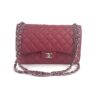 Chanel Caviar Quilted Jumbo Double Flap Deep Red Silver Series 14