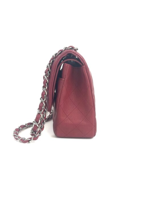 Chanel Caviar Quilted Jumbo Double Flap Deep Red Silver Series 14 14