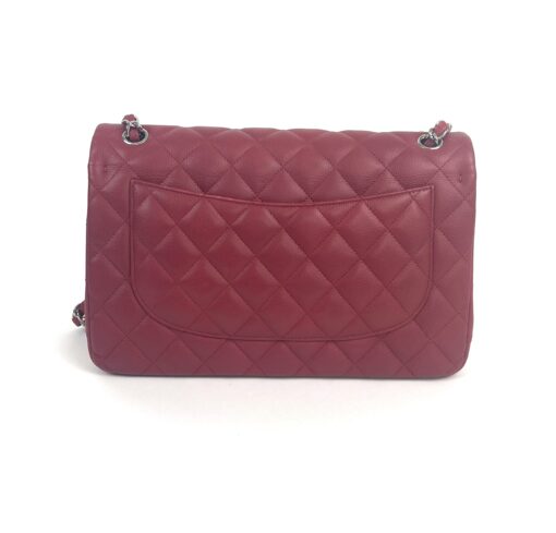 Chanel Caviar Quilted Jumbo Double Flap Deep Red Silver Series 14 4