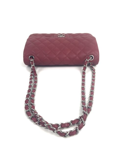 Chanel Caviar Quilted Jumbo Double Flap Deep Red Silver Series 14 23